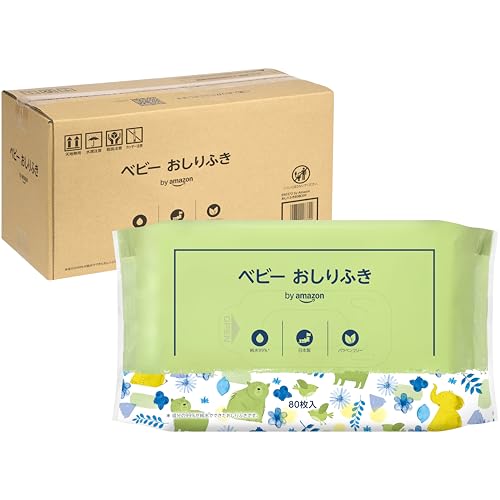 by Amazon ベビーおしりふき 純水99% 日本製 パラベンフリー 無香料 80シート×20個