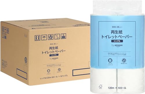 by Amazon 再生紙トイレットペーパー 長さ2倍巻 FSC認証紙 120m×48ロール シングル