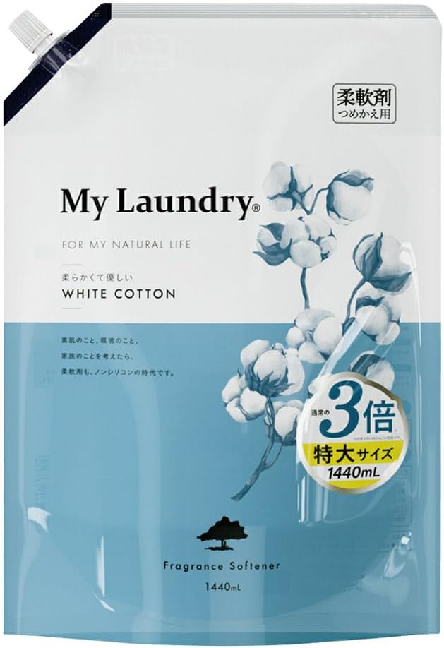 マイランドリー ノンシリコン柔軟剤 詰替用 大容量 1440ml ホワイトコットンの香り